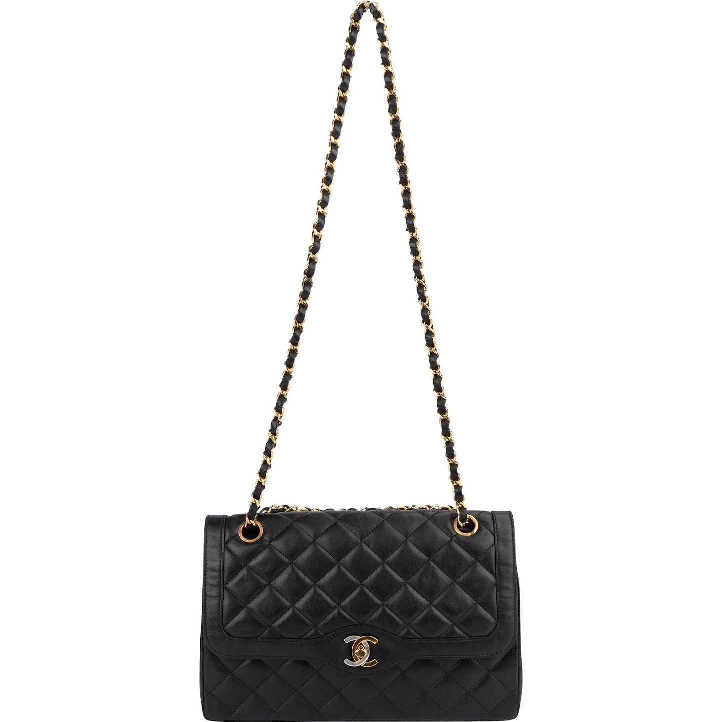Chanel Quilted Lambskin Bicolor Double Flap Shoulder Bag
