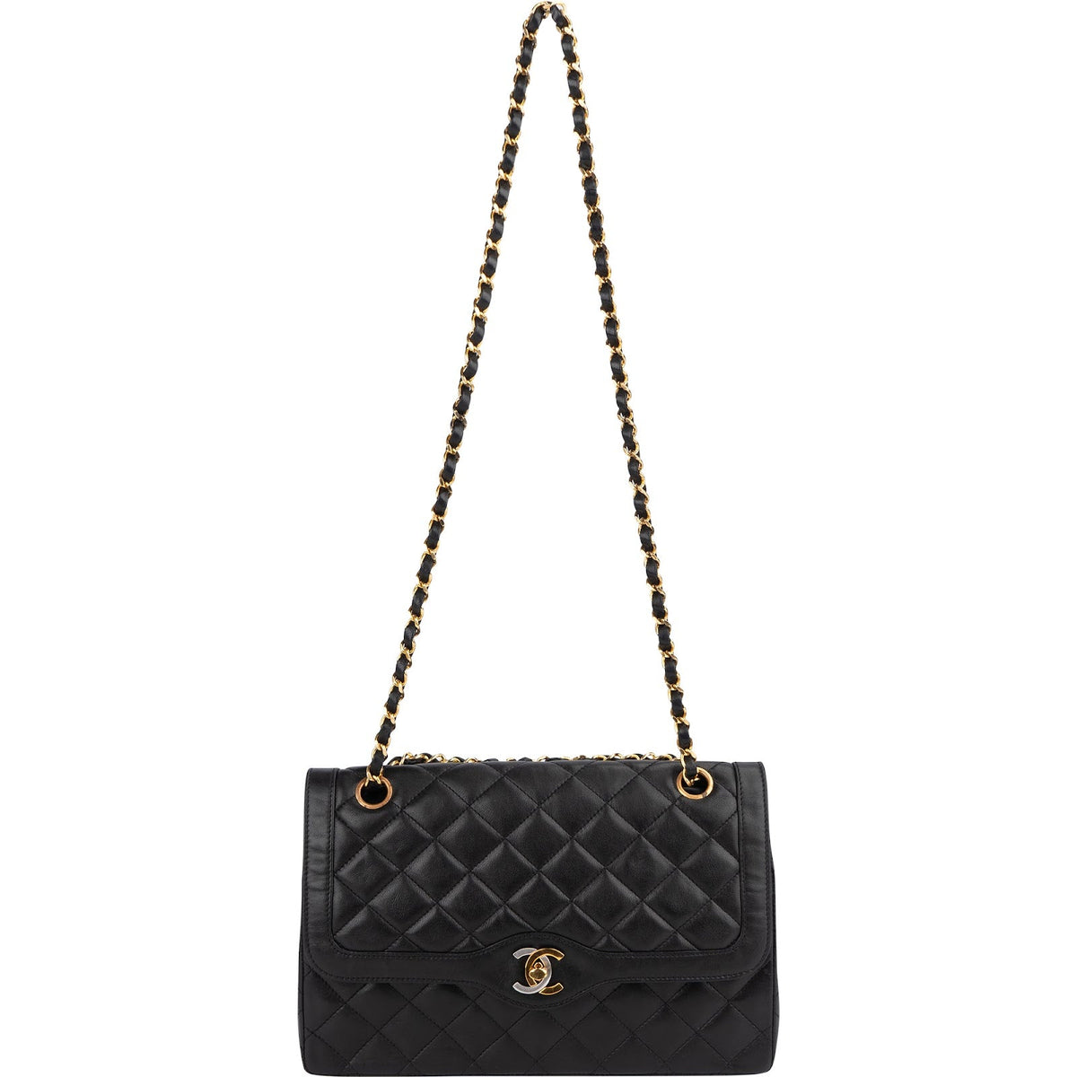 Chanel Quilted Lambskin Bicolor Double Flap Shoulder Bag