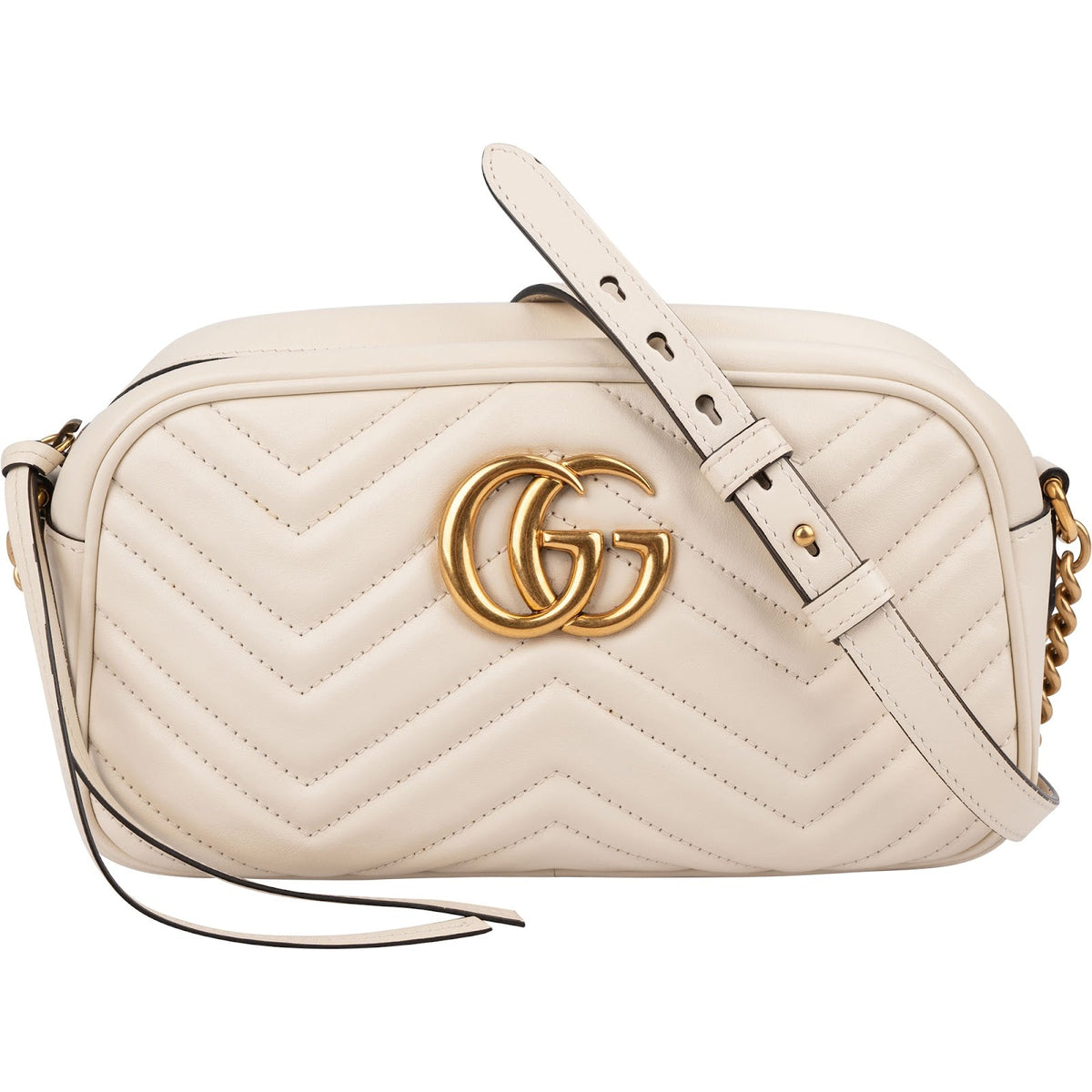 Gucci Chevron Matelassé Leather GG Marmont Medium Camera Crossbody Bag