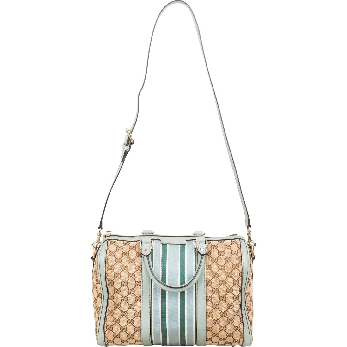 Gucci Monogram GG Canvas Vintage Web Boston Bag Handbag