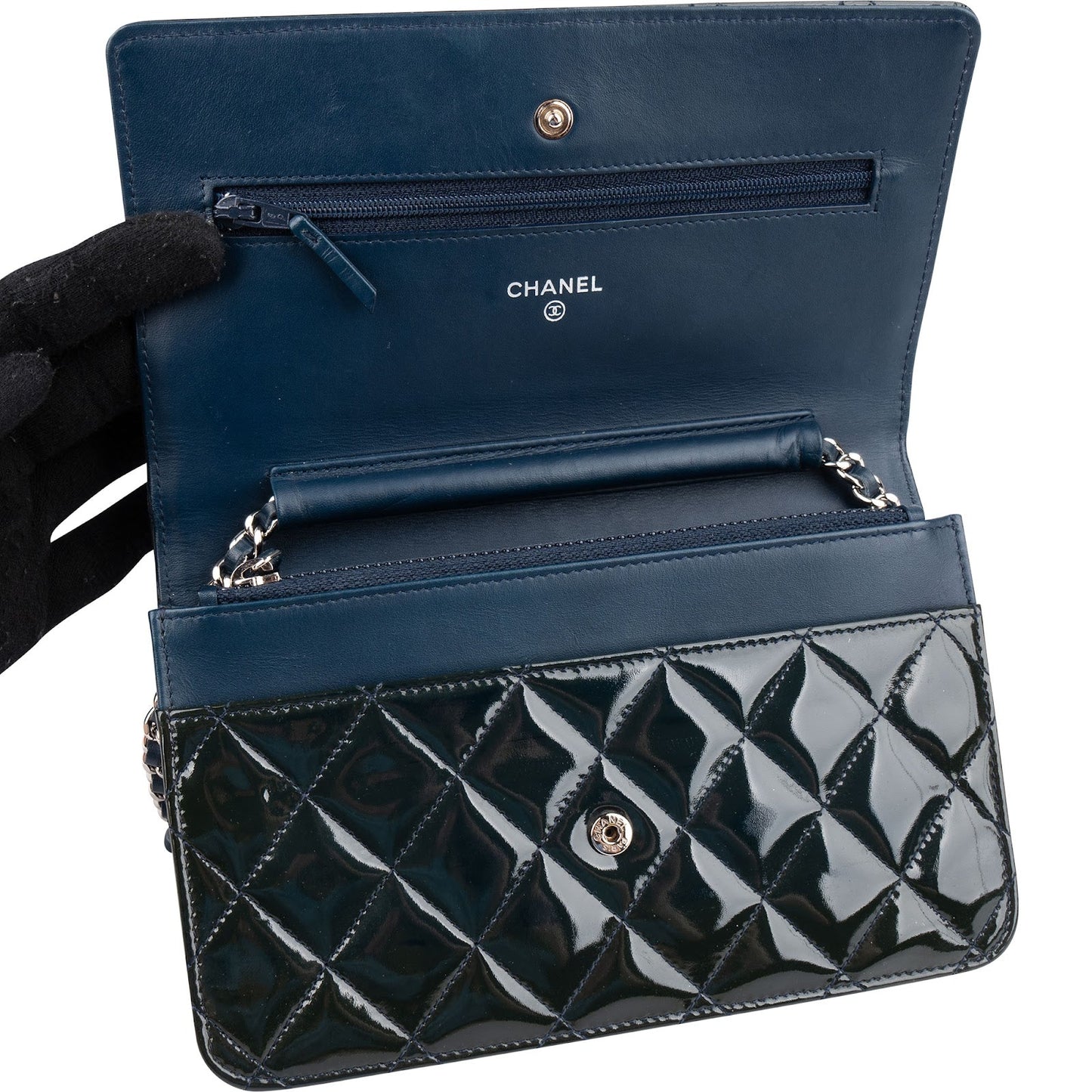 Chanel Quilted Patent Leather Wallet On Chain Crossbody Bag