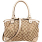 Gucci Monogram GG Canvas Metallic Leather Sukey Handbag