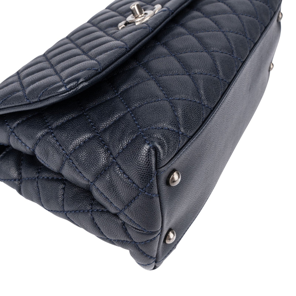 Chanel Quilted Caviar Leather Lizard Coco Handle Flap Handbag