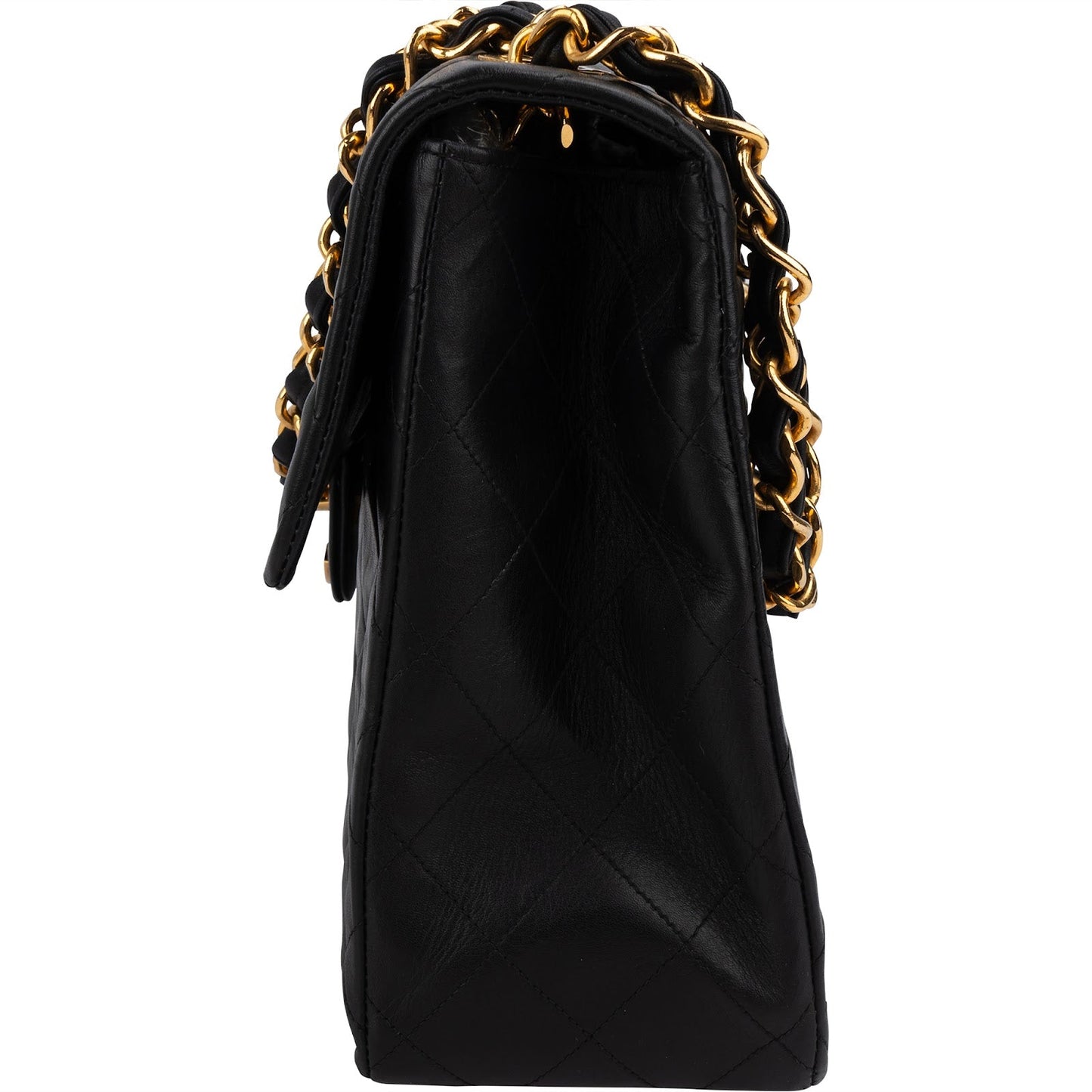 Chanel Quilted Lambskin 24K Gold Maxi Single Flap Crossbody Bag