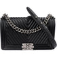 Chanel Chevron Calfskin Palladium Medium Boy Single Crossbody Bag