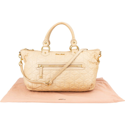 Miu Miu Quilted Leather Bowler Handbag