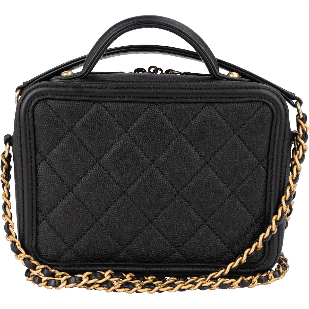 Chanel Quilted Caviar Leather CC Filigree Crossbody Bag