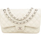 Chanel Quilted Caviar Leather Palladium Jumbo Double Flap Crossbody Bag