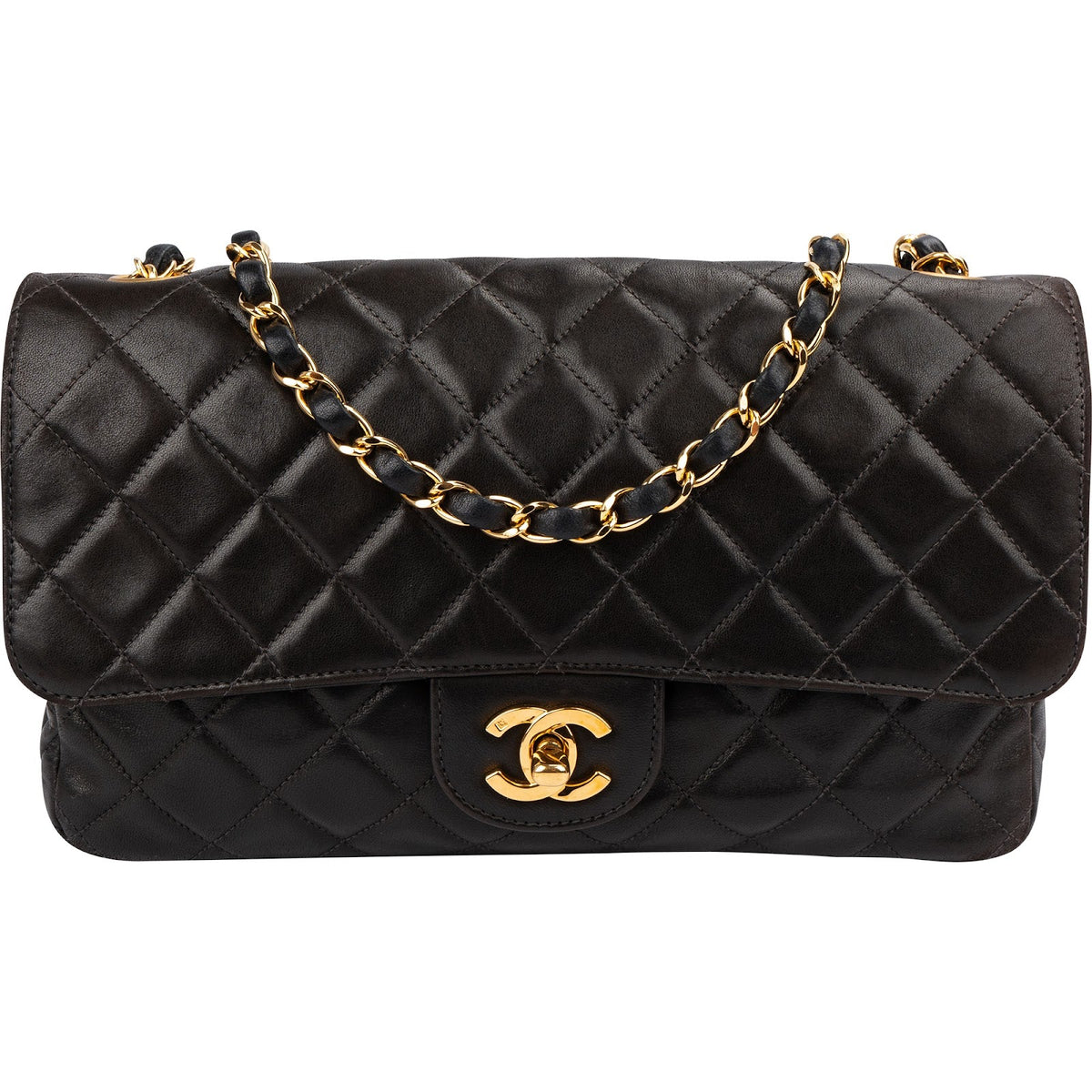 Chanel Soft Quilted Lambskin 24K Gold Medium Single Flap Crossbody Bag