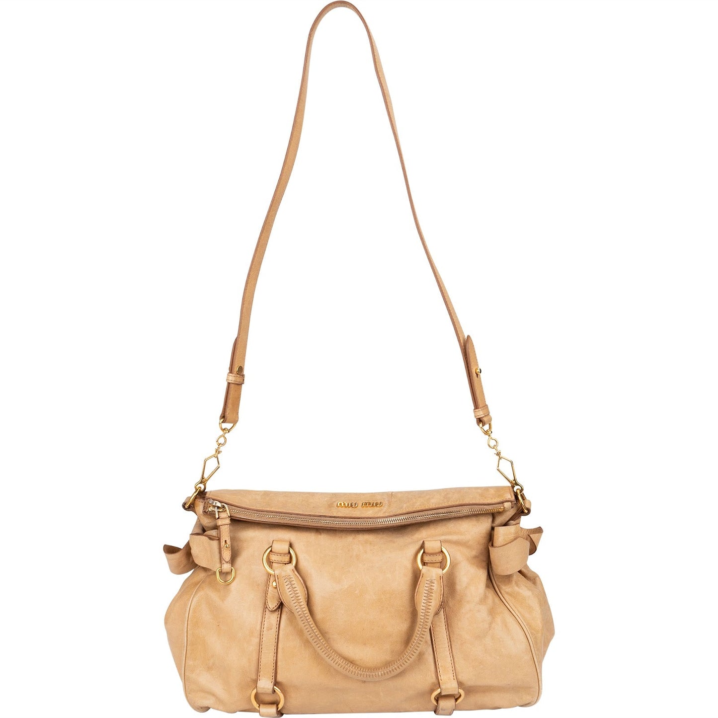 Miu Miu Vitello Lux Bow Satchel Handbag