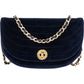 Chanel Chevron Velvet Half Moon Single Flap Crossbody Bag