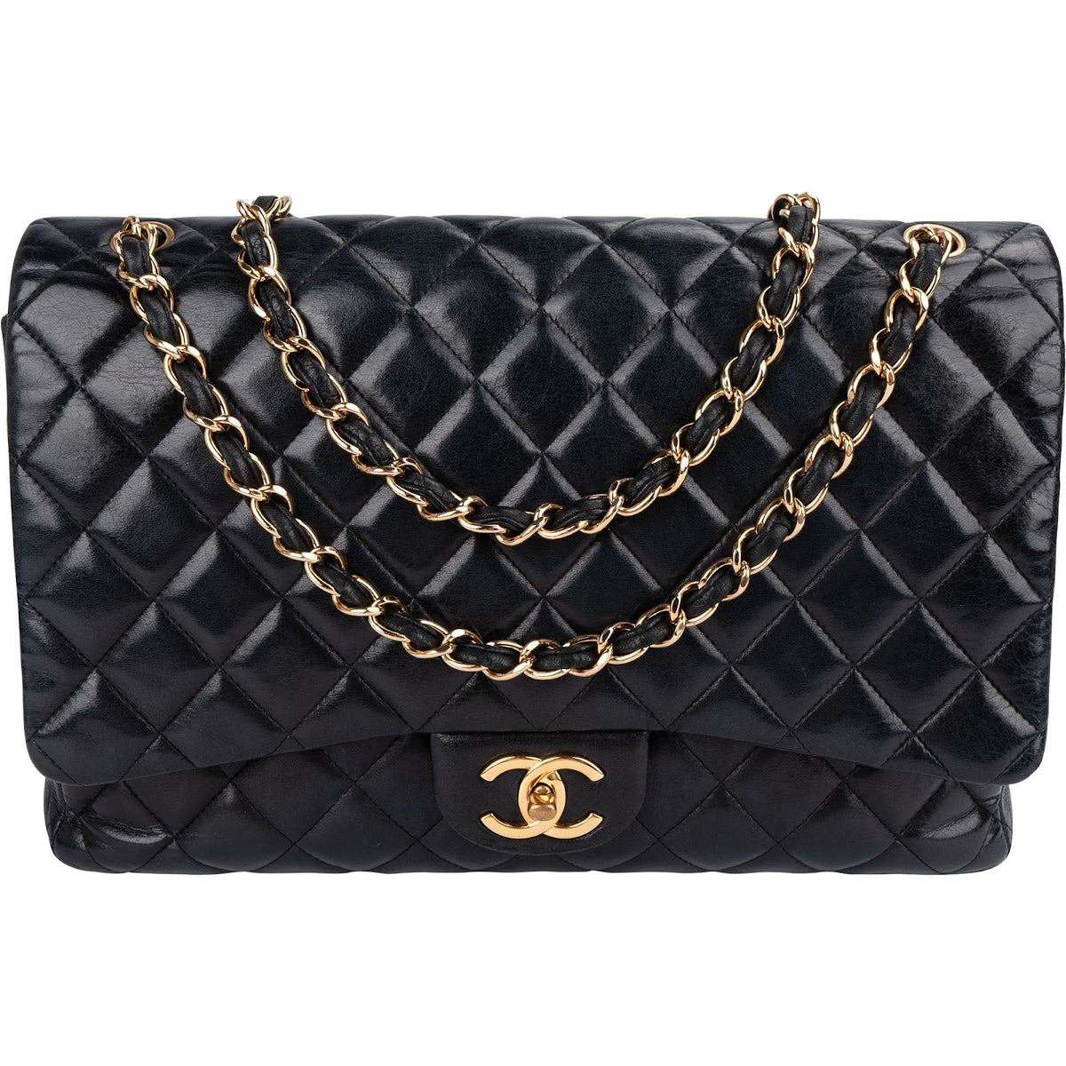 Chanel Quilted Lambskin Jumbo Double Flap Crossbody Bag