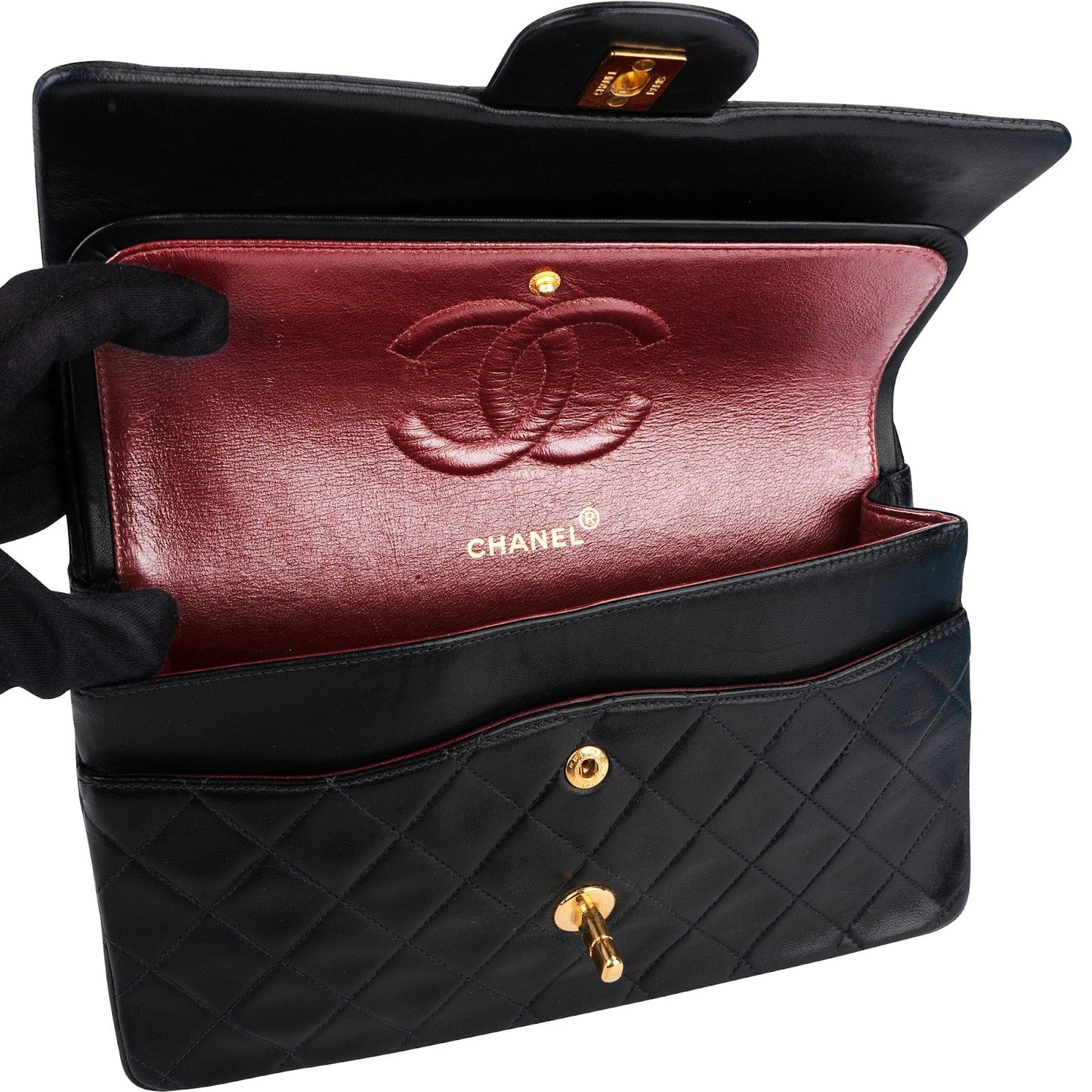 Chanel Quilted Lambskin 24K Gold Medium Double Flap Shoulder Bag