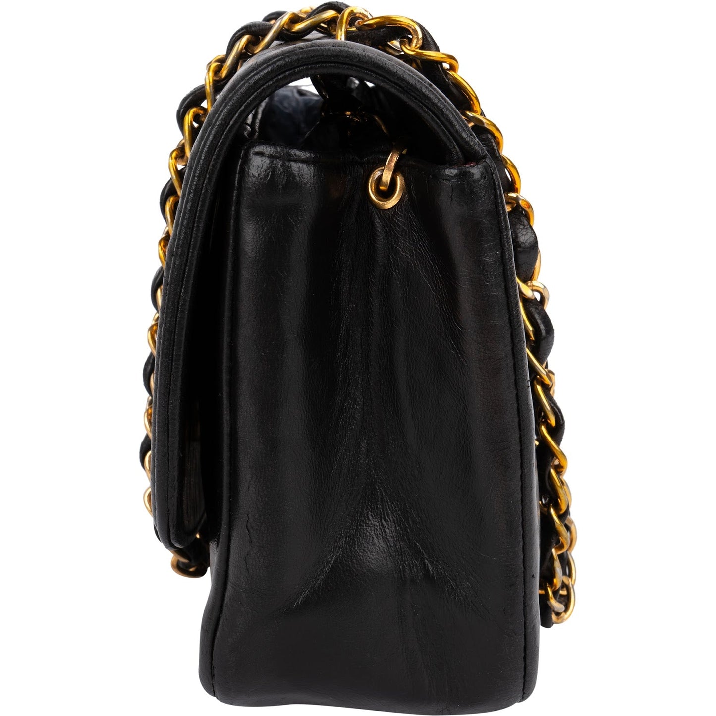 Chanel Quilted Lambskin 24K Gold Diana Single Flap Crossbody Bag