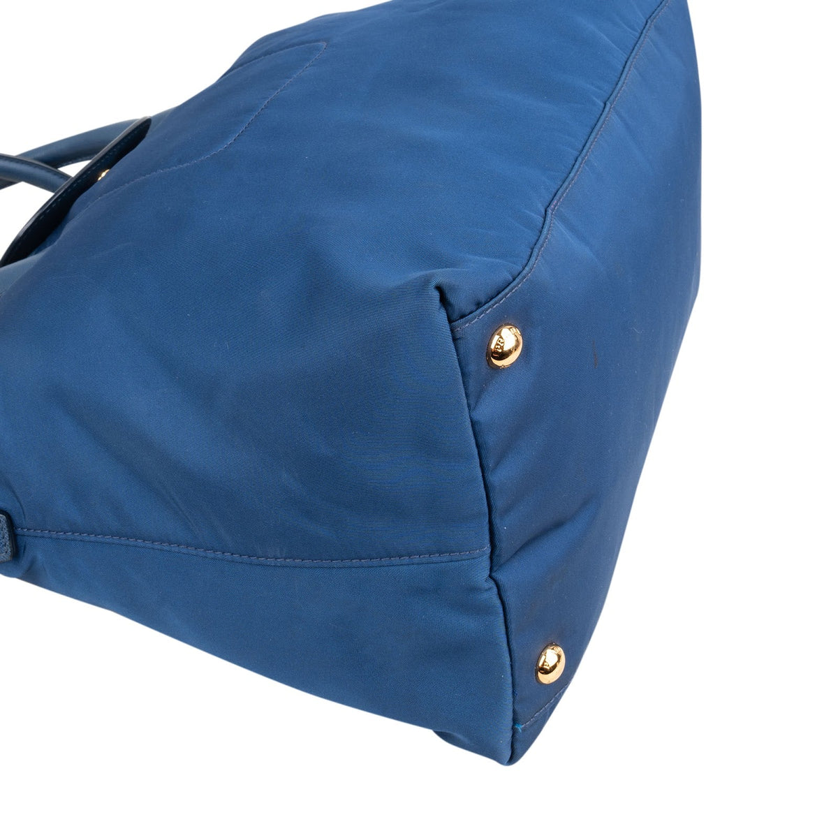 Prada Triangle Tote aus blauem Nylon und Saffiano-Leder – Ansicht 7