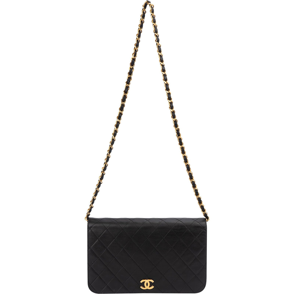 Chanel Quilted Lambskin 24K Gold Single Flap Crossbody Bag