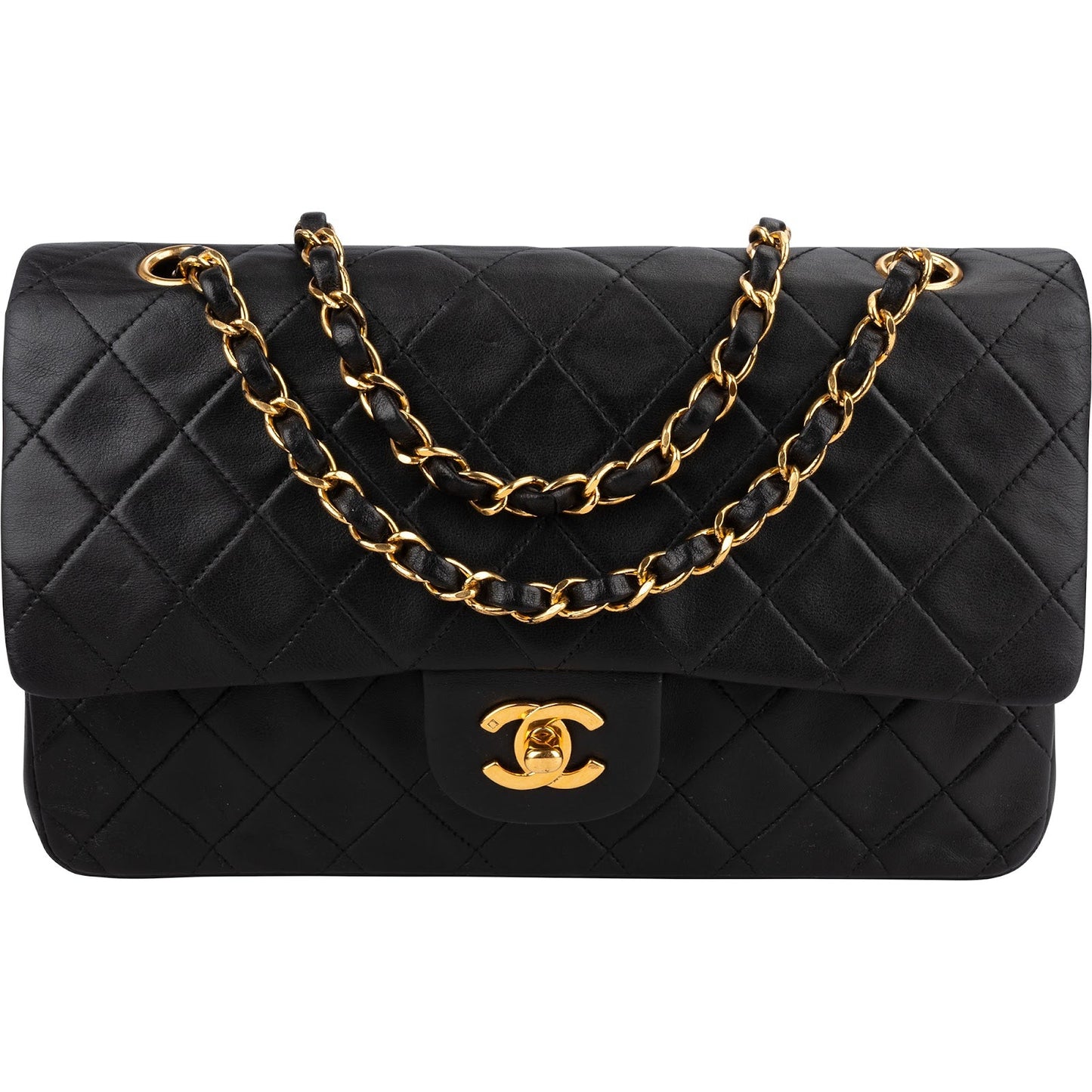 Chanel Quilted Lambskin 24K Gold Medium Double Flap Shoulder Bag