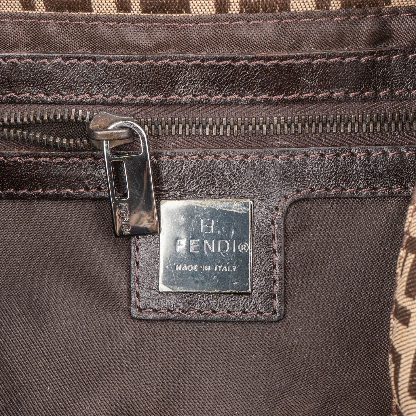 Fendi Monogram Zucca Canvas Baguette Shoulder Bag