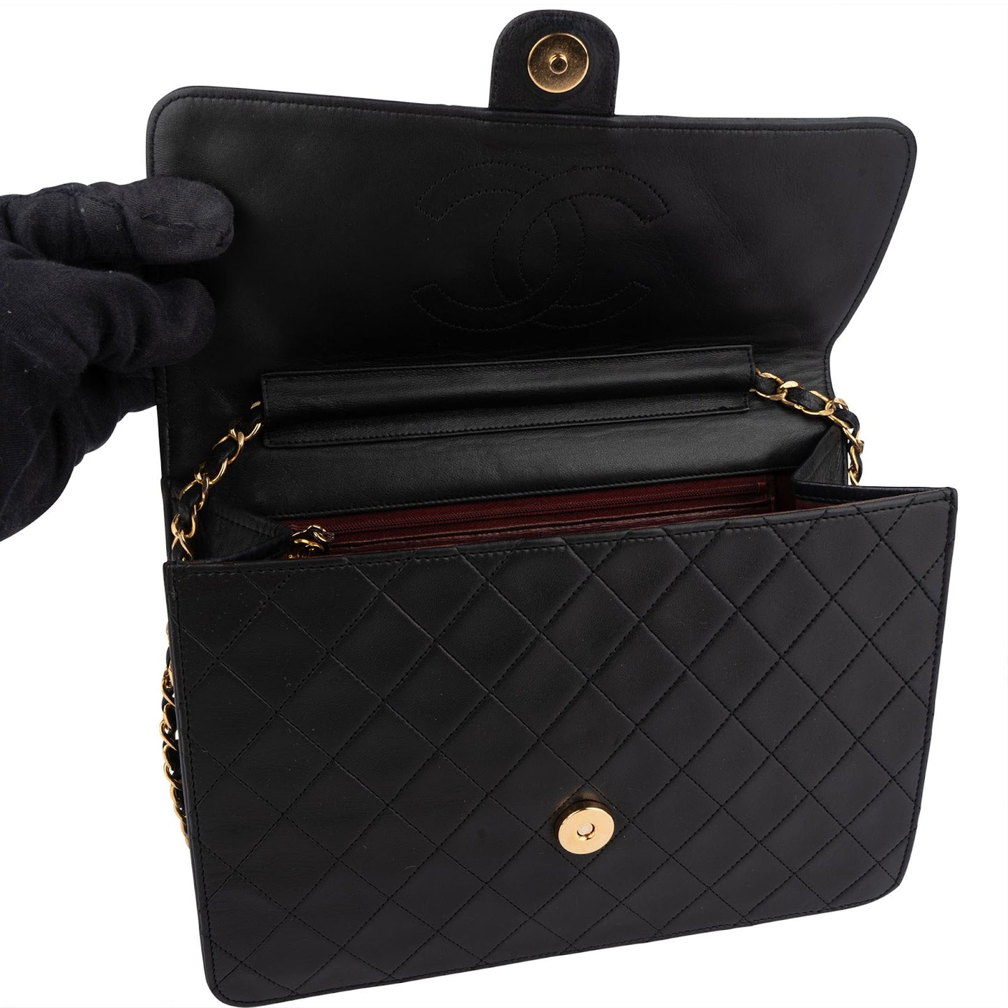 Chanel Quilted Lambskin 24K Gold Single Flap Shoulder Bag