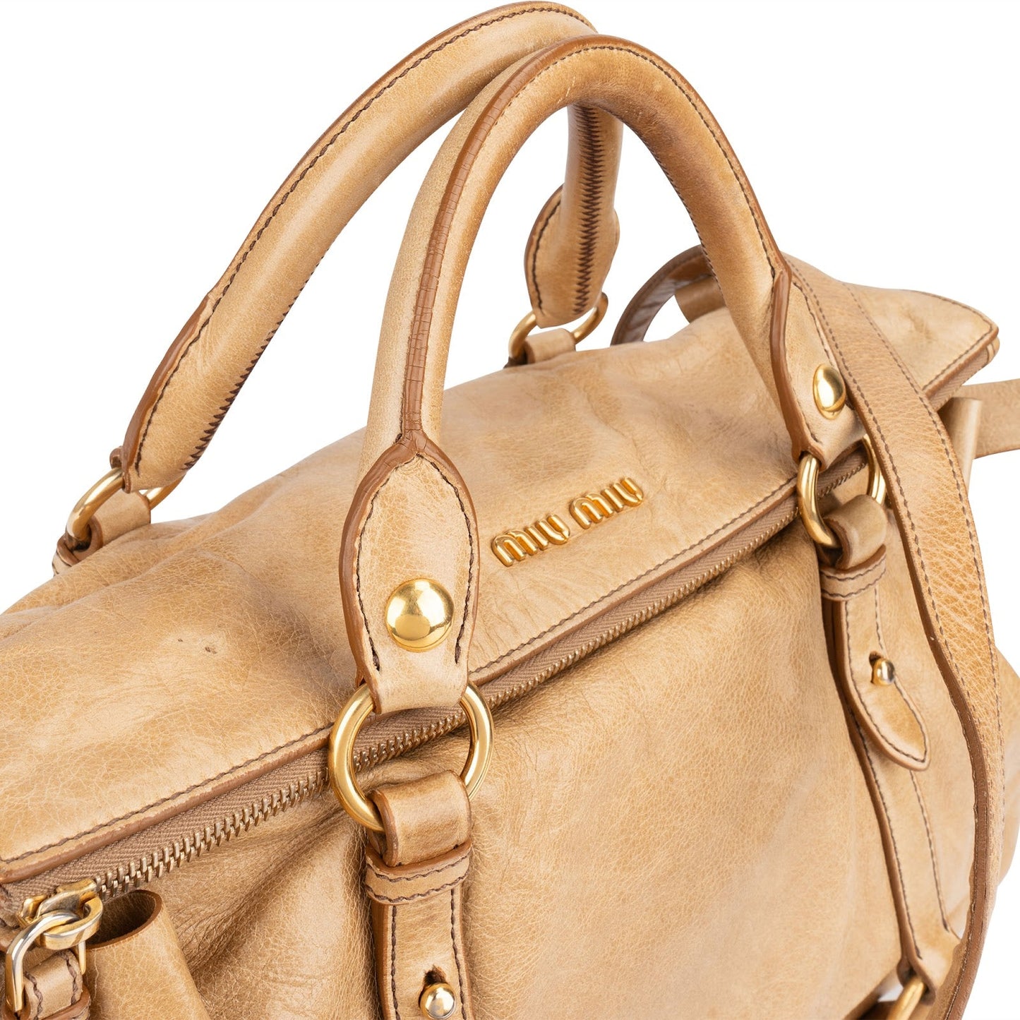 Miu Miu Vitello Lux Bow Satchel Handbag