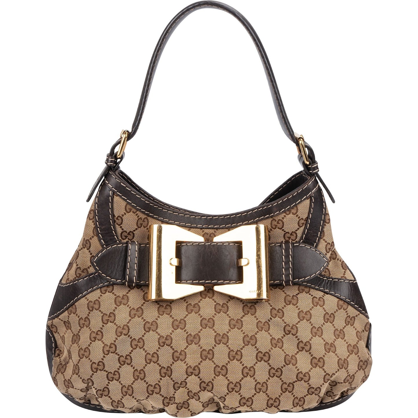 Gucci Monogram GG Large Buckle Hobo Shoulder Bag