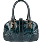 Gucci Monogram Patent Leather Horsebit Boston Handbag