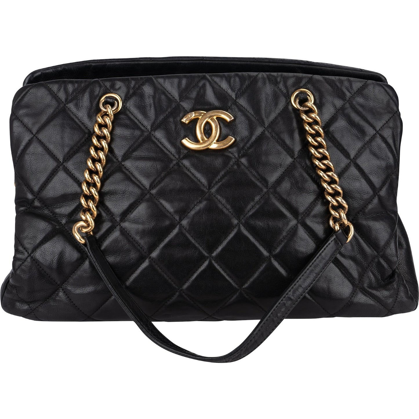 Chanel Quilted Lambskin CC Crown Tote Shoulder Bag