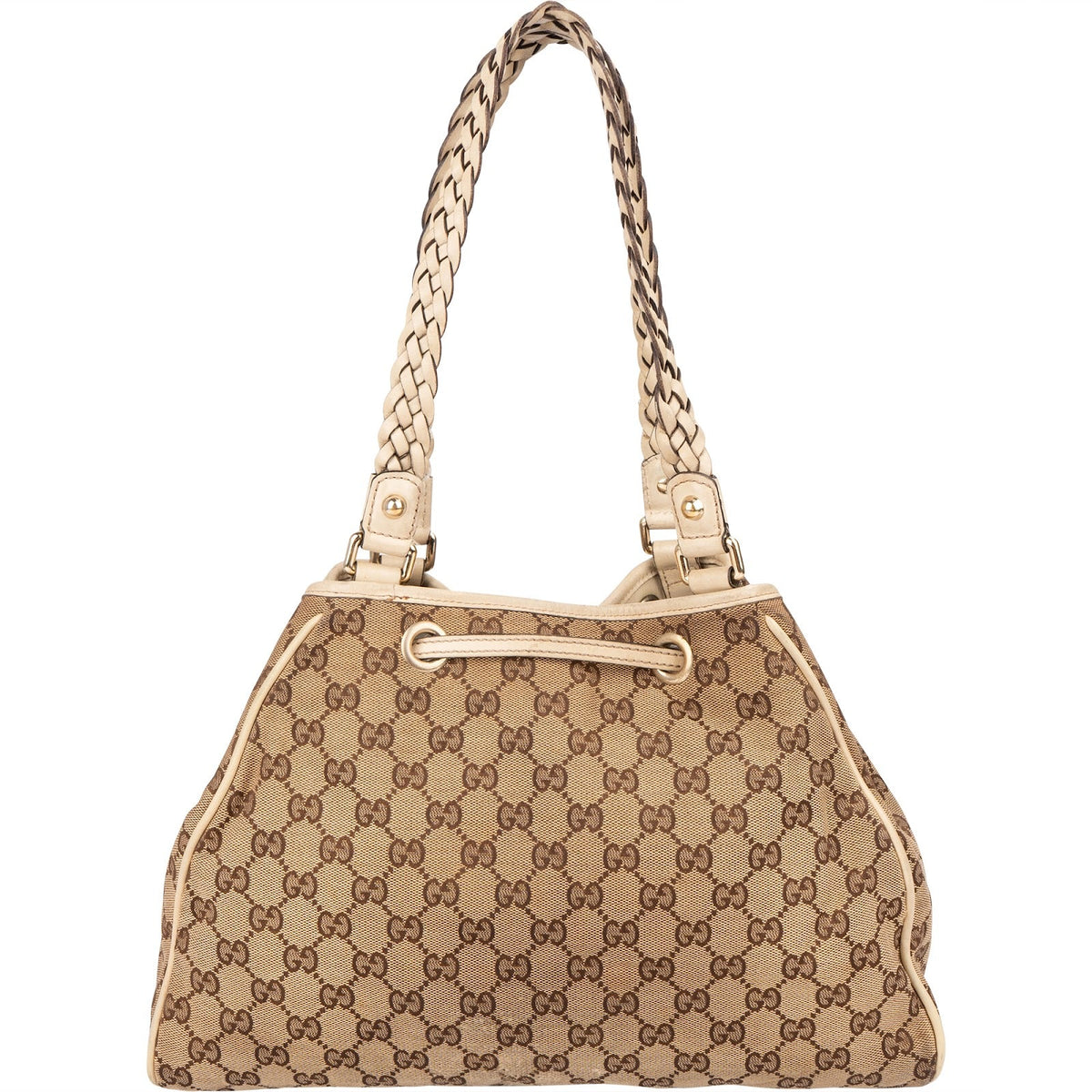 Gucci Monogram GG Canvas Bamboo Tassel Tote Shoulder Bag