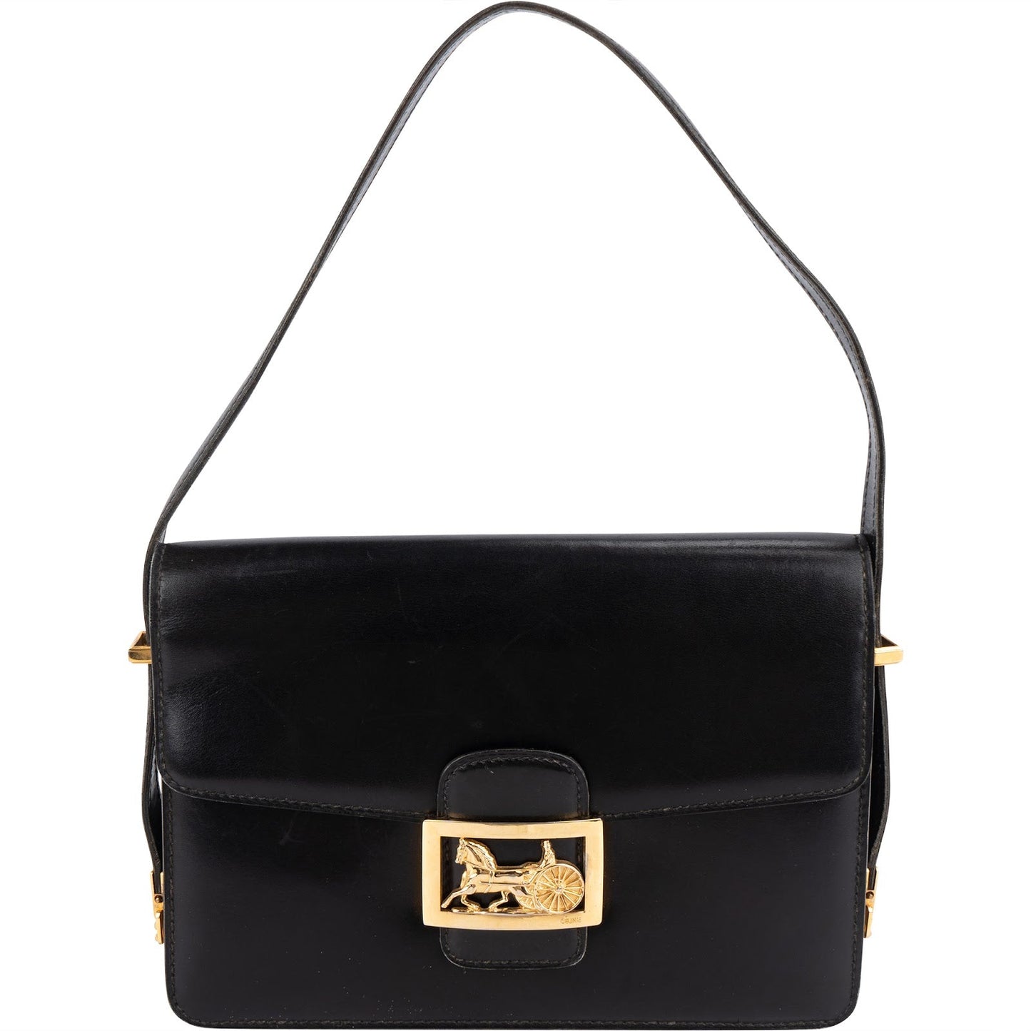 Celine Leather Vintage Horse Carriage Box Shoulder Bag