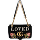 Gucci Monogram Velvet Small GG Marmont 'Loved' Embroidered Shoulder Crossbody Bag