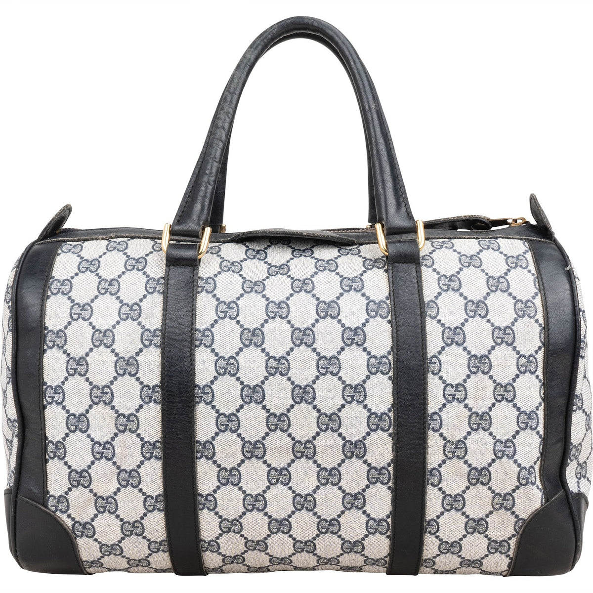 Gucci Navy Monogram GG Plus Coated Canvas Boston Handbag