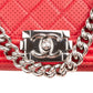 Chanel Quilted Perforated Leather Large Boy Single Flap Crossbody Bag