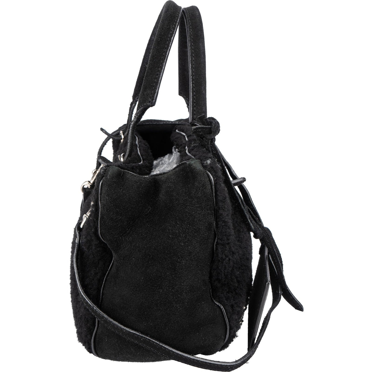 Balenciaga Shearling & Suede Mini Classic City Handbag