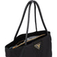 Prada Tessuto Nylon Patent Leather Handle Tote Shoulder Bag