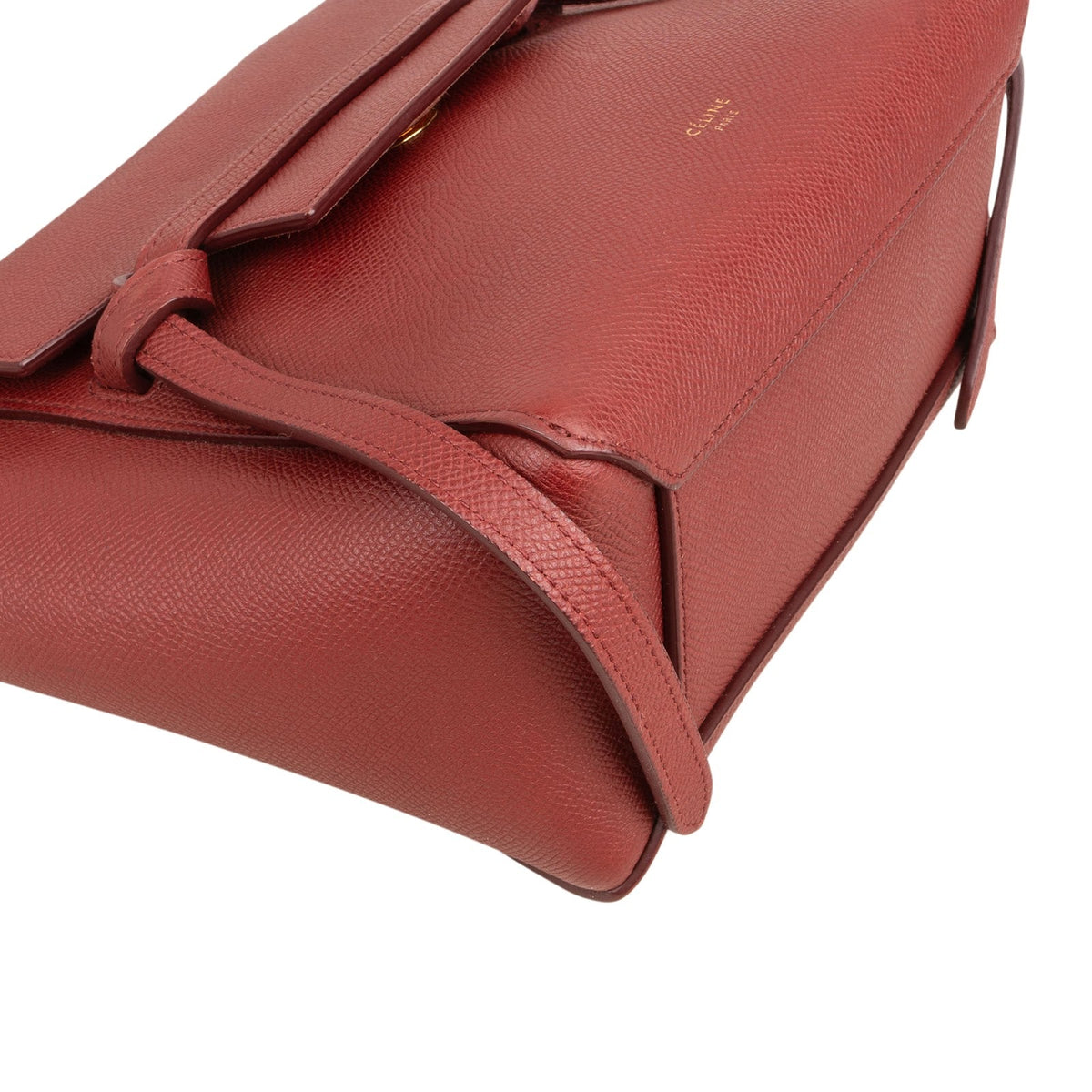 Céline Red Grained Calfskin Nano Belt Handbag