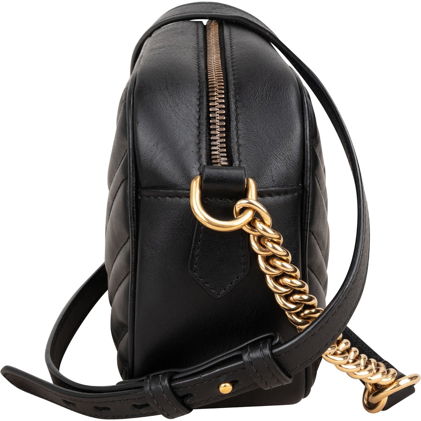 Gucci Chevron Leather GG Marmont Camera Crossbody Bag
