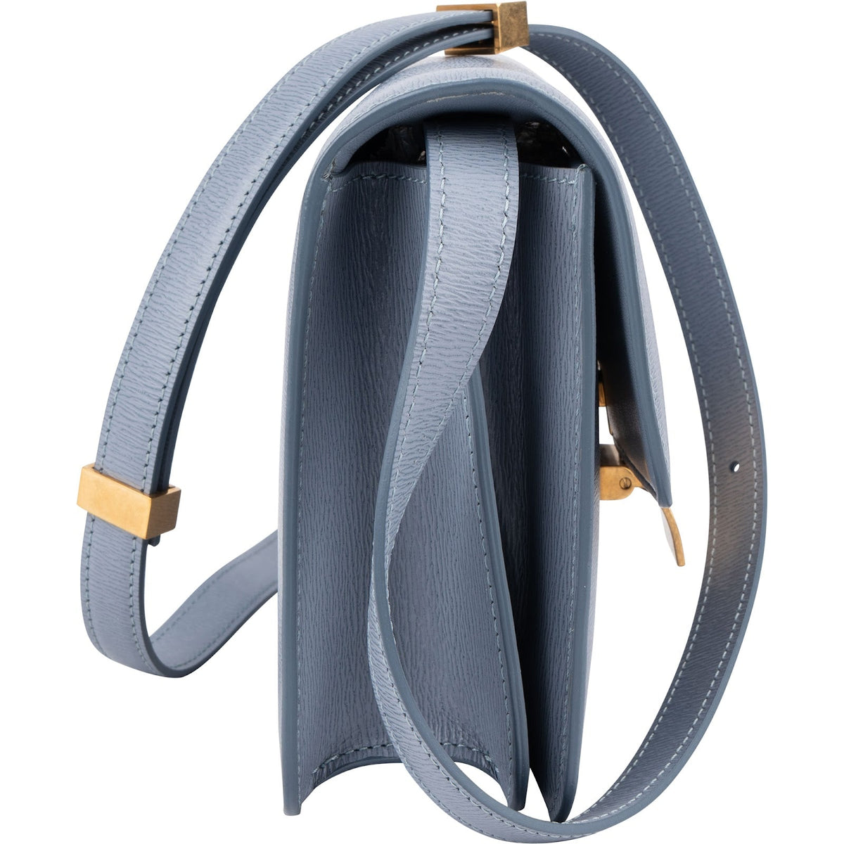 Celine Blue Grained Calfskin Classic Box Small Crossbody Bag