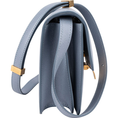 Celine Blue Grained Calfskin Classic Box Small Crossbody Bag