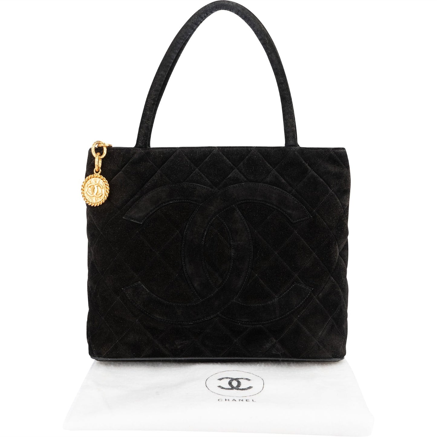 Chanel Quilted Suede Medallion Handbag