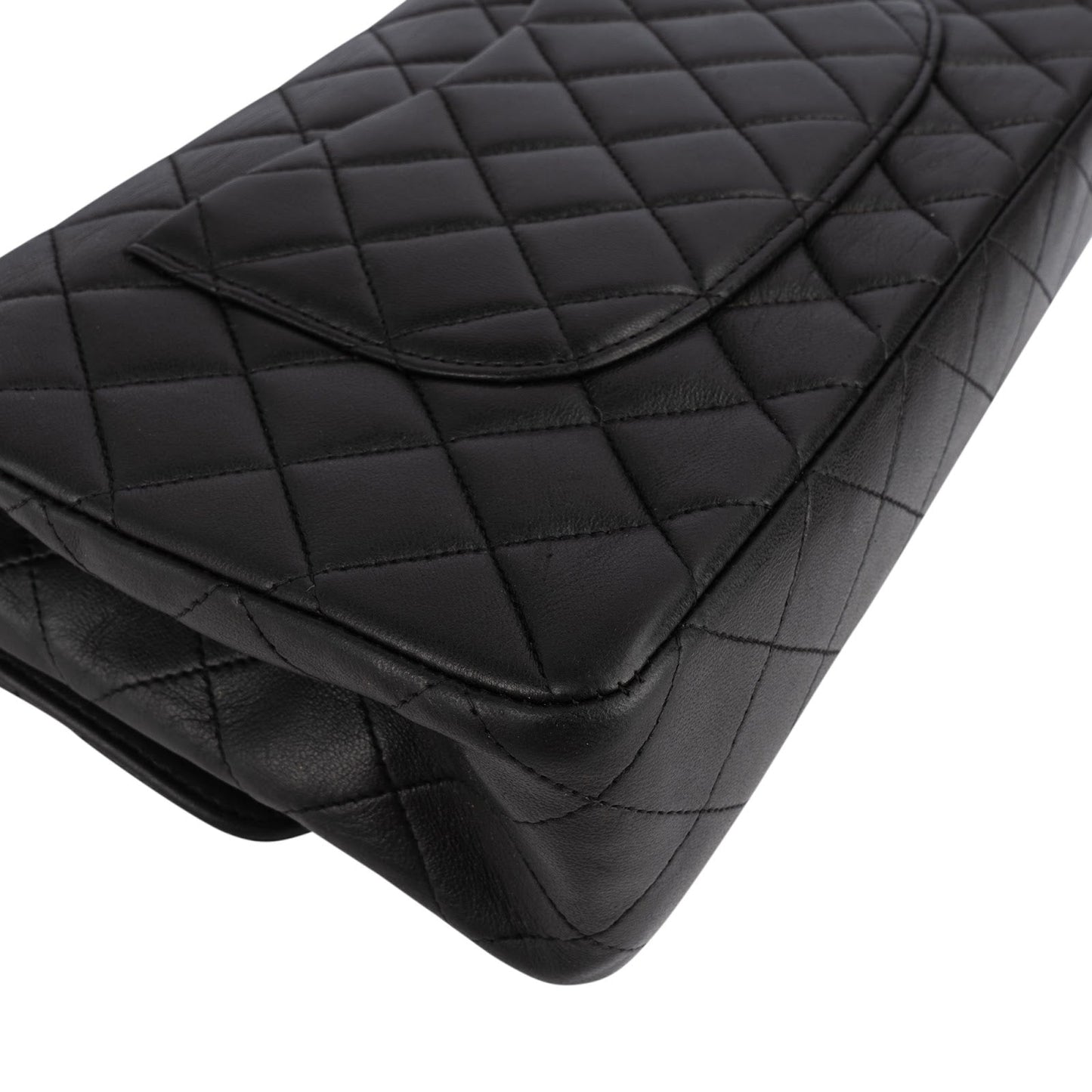 Chanel Quilted Lambskin Top Handle 24K Gold Single Flap Handbag