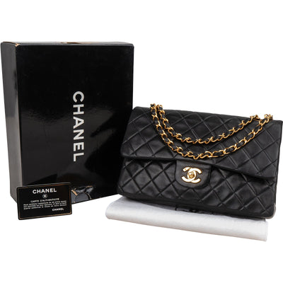 Chanel Quilted Lambskin Medium 24K Gold Double Flap Shoulder Bag