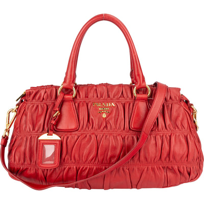 Prada Nappa Quilted Leather Bauletto Handbag