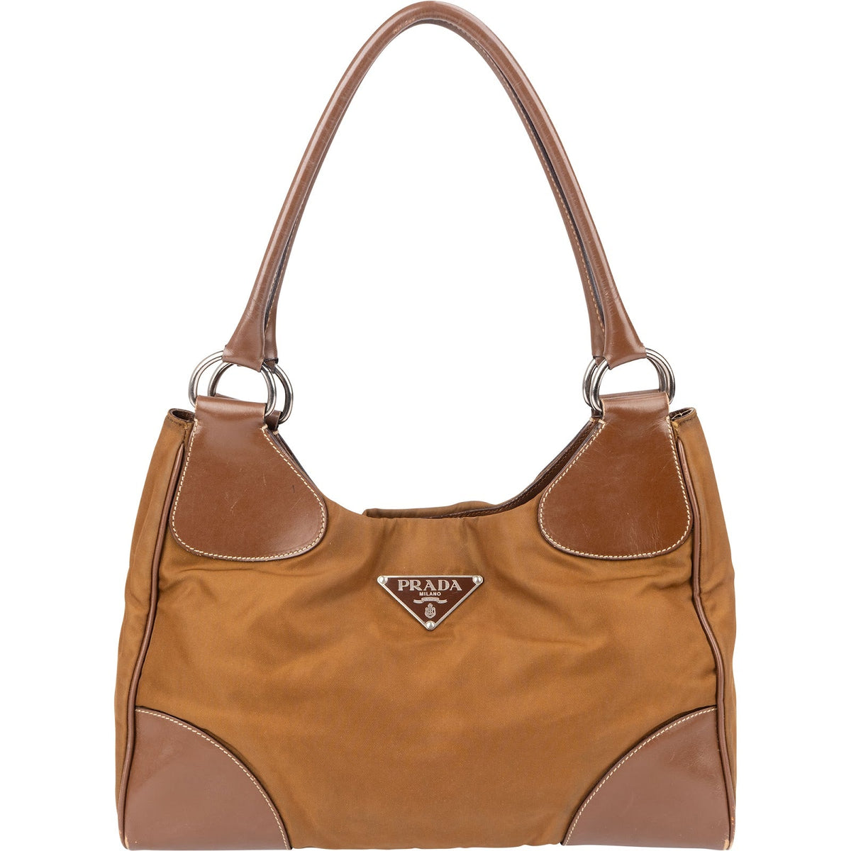 Prada Tessuto Trim Hobo aus Nylon und Leder – Vorderansicht