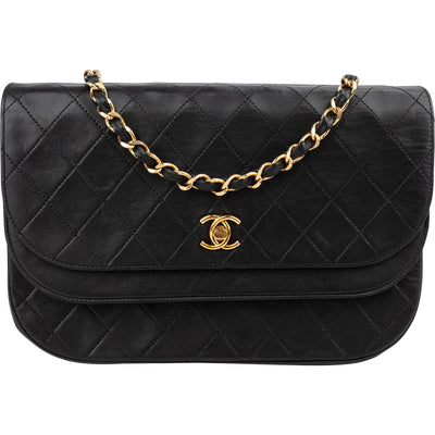 Chanel Quilted Lambskin 24K Gold Double Flap Shoulder Bag