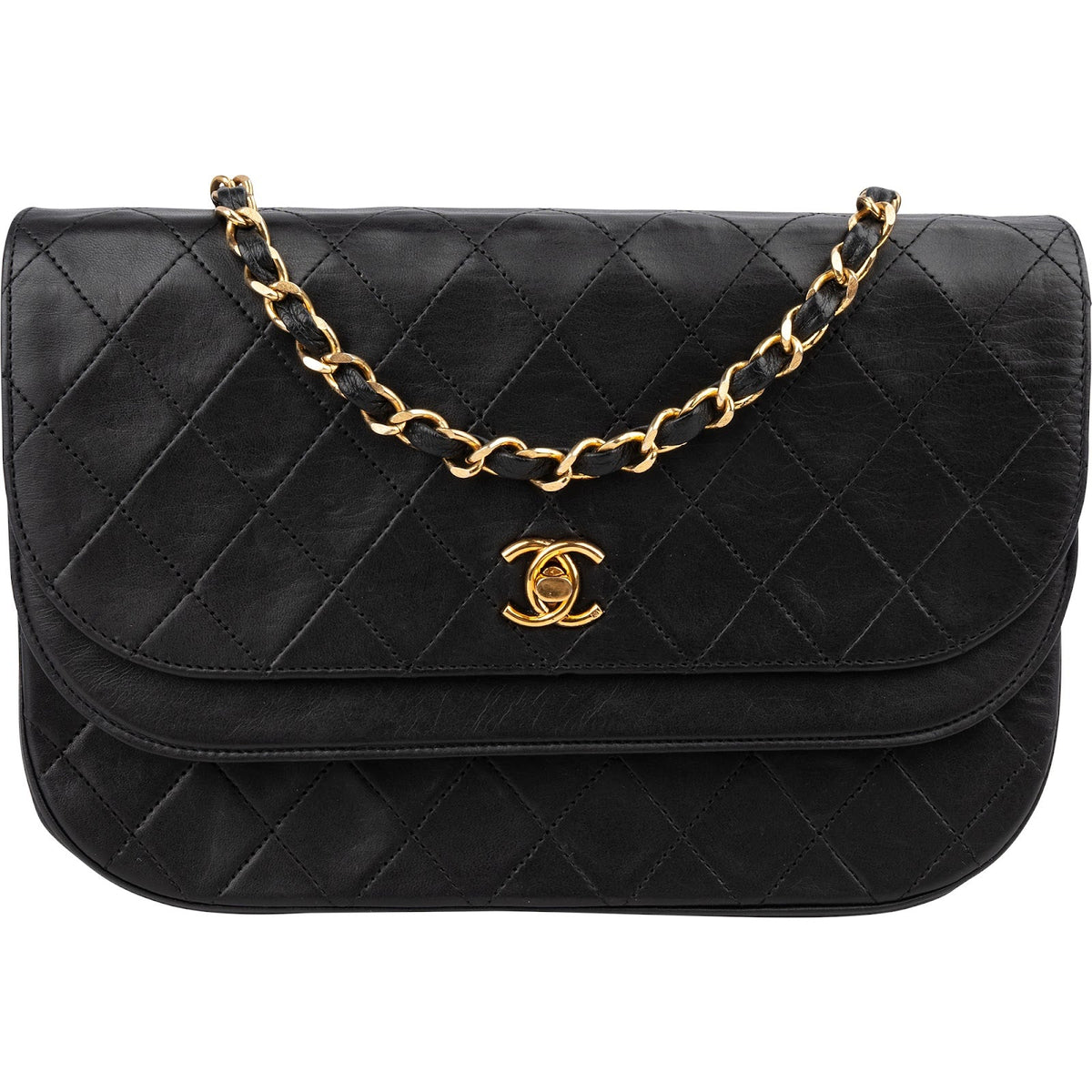 Chanel Quilted Lambskin 24K Gold Double Flap Shoulder Bag