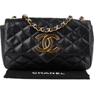 Chanel Quilted Lambskin 24K Gold Single Flap Crossbody Bag