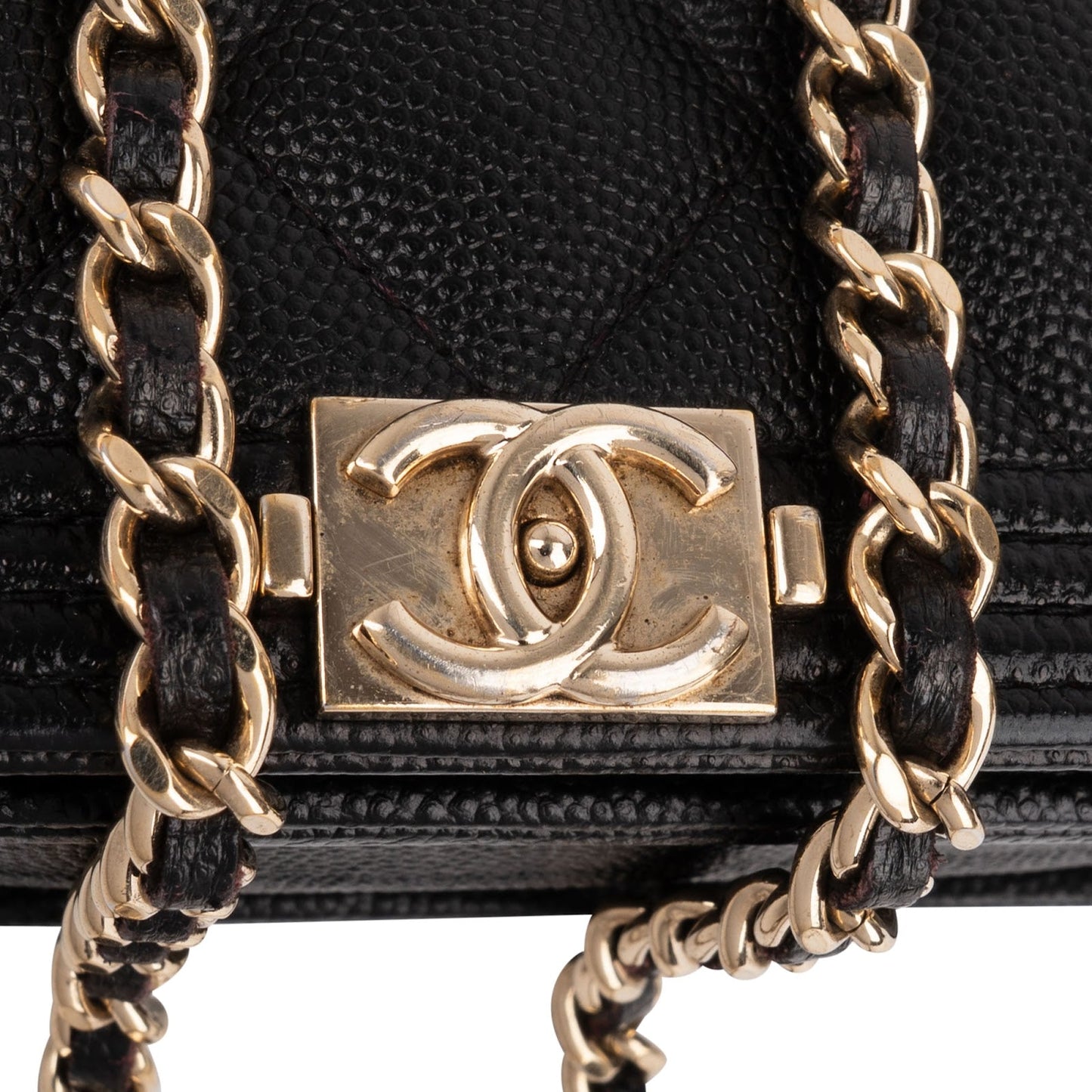 Chanel Quilted Caviar Leather Wallet On Chain Boy Crossbody Bag