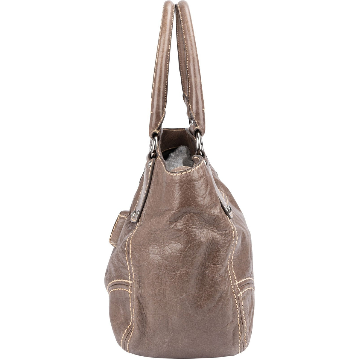 Prada Hobo aus Cervo-Antik-Leder mit Ziernähten – Ansicht 6