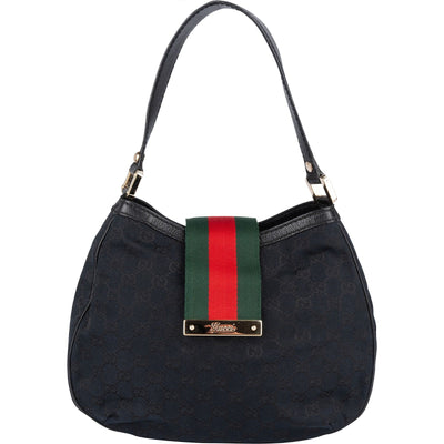 Gucci Monogram GG New Ladies Web Hobo Shoulder Bag