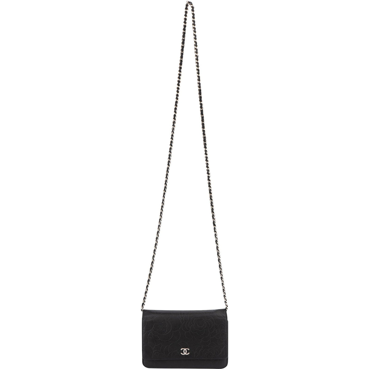 Chanel Camellia Embossed Wallet on Chain Crossbody Bag